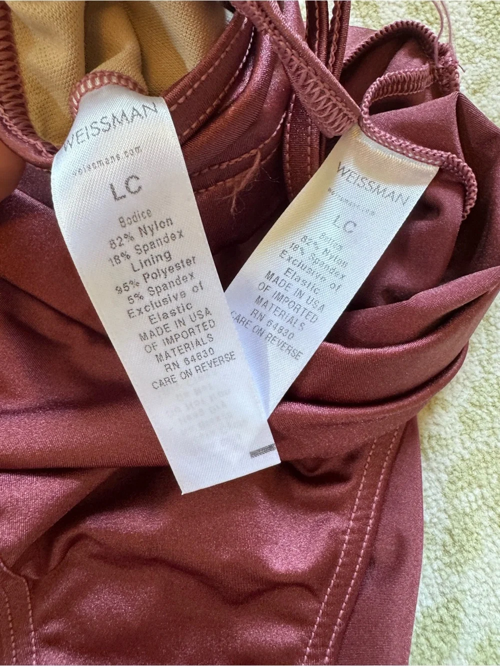 Weissman Rosewood Burgundy 4-Piece Lyrical Dance Costume Mesh Mock Neck Size LC
